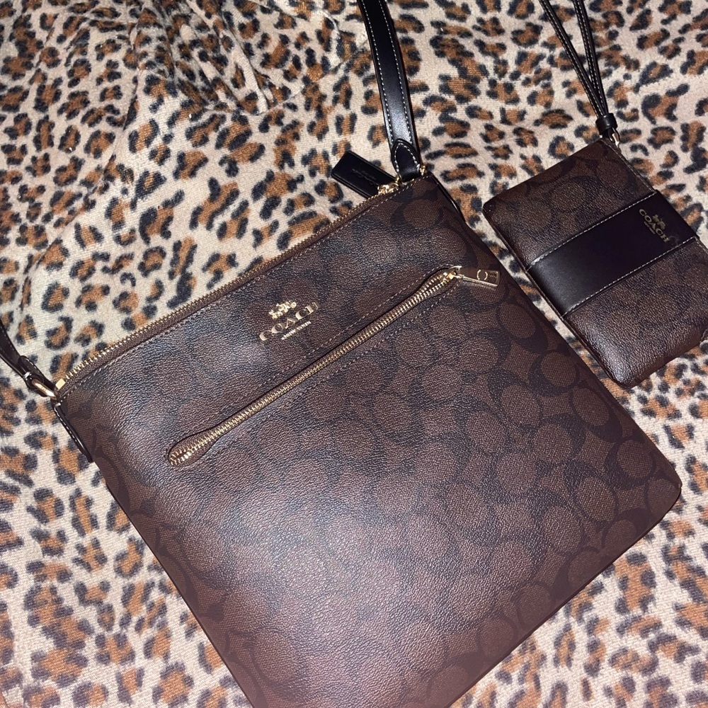 Coach Dark Brown Monogram Crossbody Bag